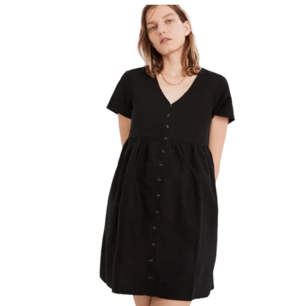 Madewell Linen-Blend Alexandra Button-Front Mini Dress (Size L)